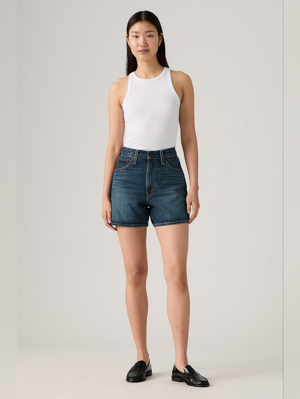 NWT Levi's Cinch Mid Thigh Shorts Size 27 High Rise Adjustable Waist Denim 90s